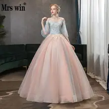 Mrs Win Бальные платья, сексуальное роскошное кружевное бальное платье с v-образным вырезом и вышивкой, с открытыми плечами, для вечеринки, выпускного вечера, формальное платье плюс размера