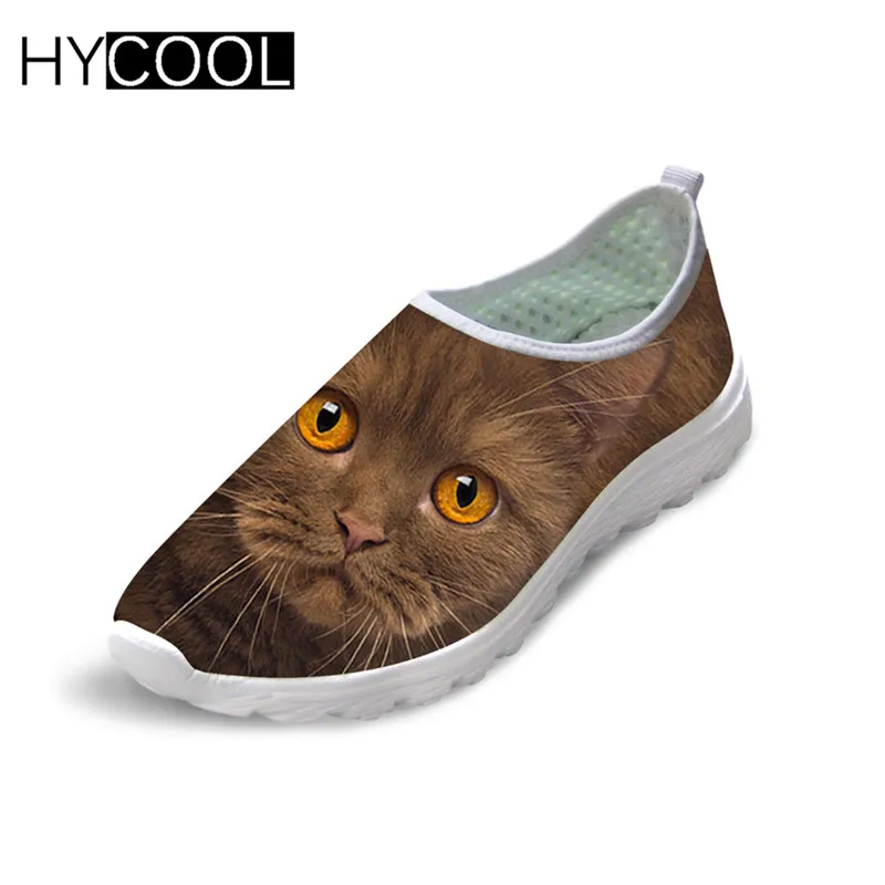 HYCOOL; женская летняя обувь из сетчатого материала с 3D-принтом собаки; дышащая женская повседневная обувь с принтом животных; пляжные Лоферы без застежки; - Цвет: C1304AA