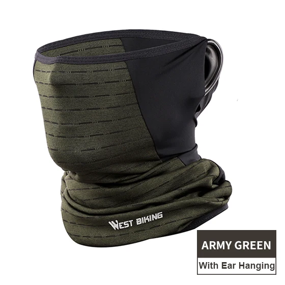 With Ear-Army Green WEST BIKING, летняя велосипедная маска для лица, анти-УФ головной убор, велосипедная Кепка для бега, анти-пот, велосипедная бандана, волшебный спортивный шарф, маска для лица - Цвет: With Ear-Army Green