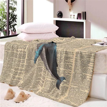 

Sholisa Flannel Nap Blanket 3D Cute Whale Rectangle Print Thick Warm Europe Spring Autumn For Home Travel Airplane Picnic Adults