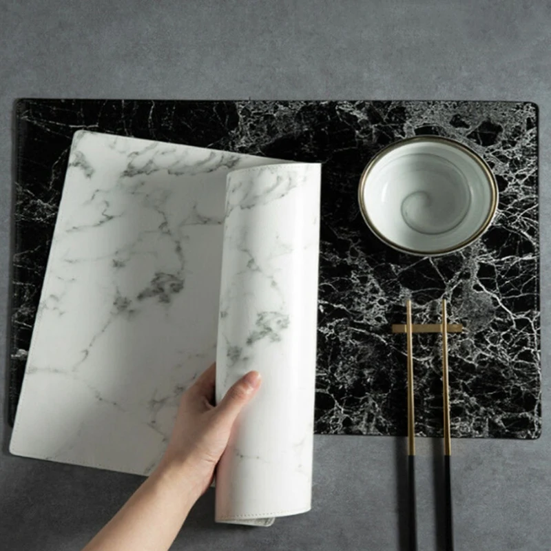 Chic Placemat for Tableware Dining Pad Lattice Waterproof PU Table Mat Placemats Pads Bowl Coaster Kitchen Accessories
