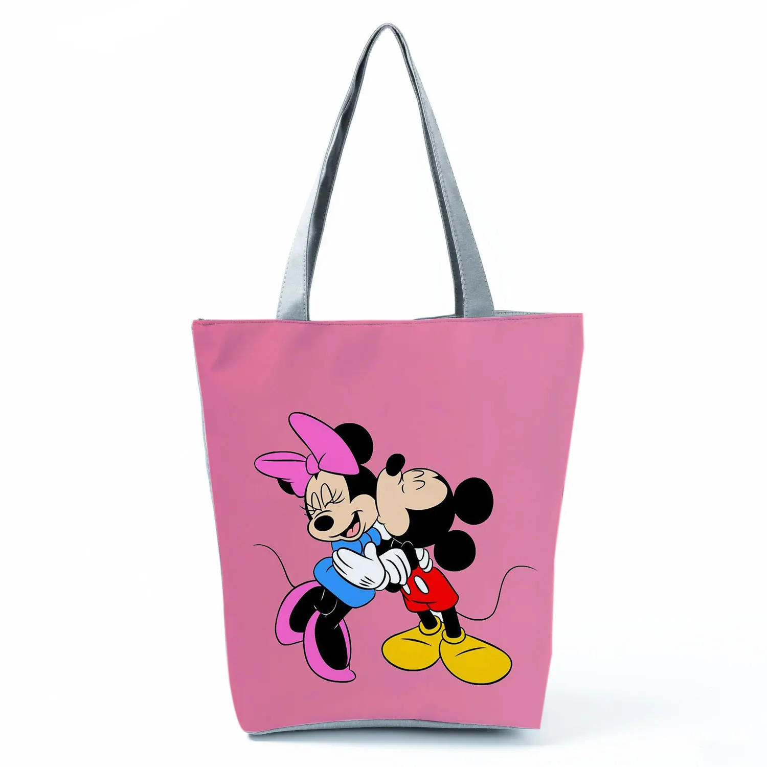 Disney Minnie Animation Printed Handbag Cute Cartoon High Capacity Eco Reusable Red Shopping Bag Casual Women Beach Shoulder Bag