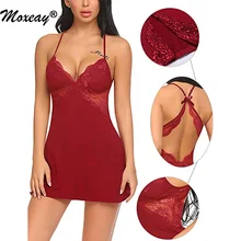 Moxeay летняя одежда для сна с v-образным вырезом, однотонная кружевная ночная рубашка с открытой спиной на бретелях, Сексуальная атласная пижама на бретельках, пижамный комплект, комплект нижнего белья