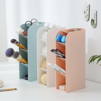 

Multi-function 5 Grid Desktop Pen Holder School Storage Case Plastic Box Desk Pencil Makeup Brush Cosmetic Organizer