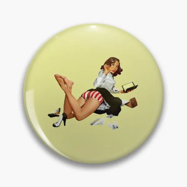 Girl Laying Down Sexy Up Retro Class Soft Button Pin Brooch Cute Lapel Cartoon Funny Metal Jewelry Lover Hat Fashion Gift | Дом и сад