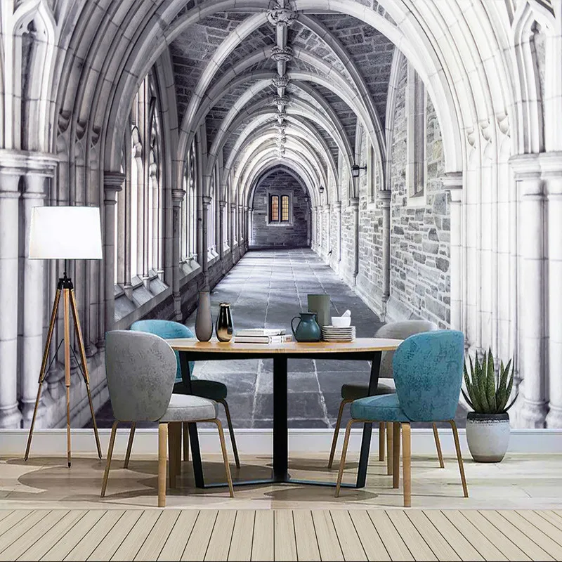 

Drop Shipping European Architecture Mural Magnificent Church Wallpaper Wall Restaurant Cafe Shop Bar Decor 3d Wallpaper Murals