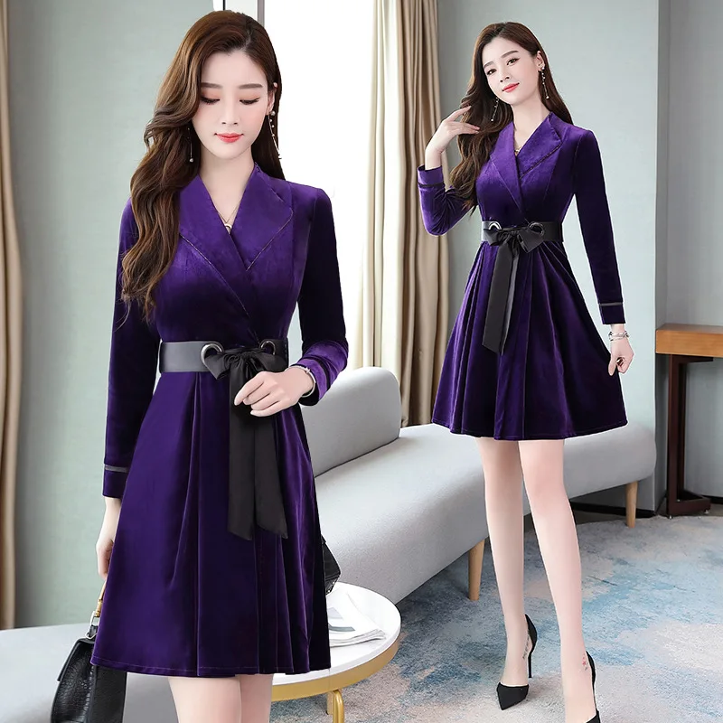

2019 Autumn Fashion And Personality by Age Versatile Elegant Elegant Slimming Loose-Fit Convention Long-sleeved Dress