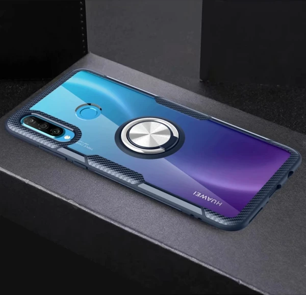 Чехол для huawei Honor 20 s, Роскошный прозрачный чехол из поликарбоната+ кольцо с полной защитой, чехол для Honor 20s MAR-LX1M MAR-LX1H, чехол - Цвет: Blue Black