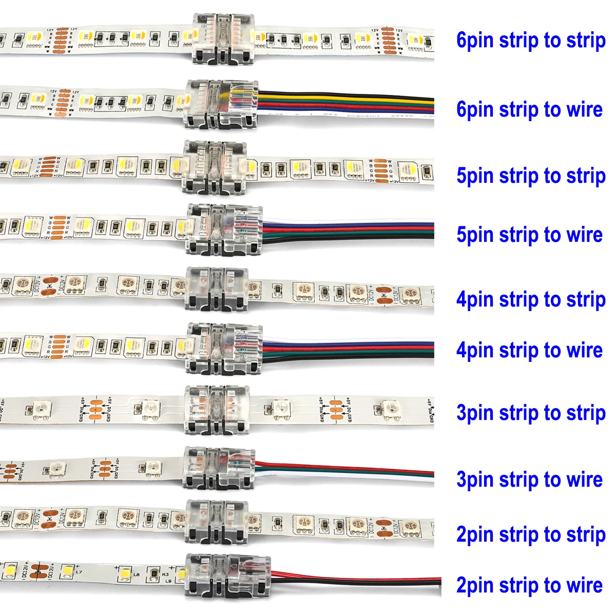Соединители для светодиодных лент WS2812B SMD 5/6 1/5 шт. 2 контакта 4/5050 контактов 3 4