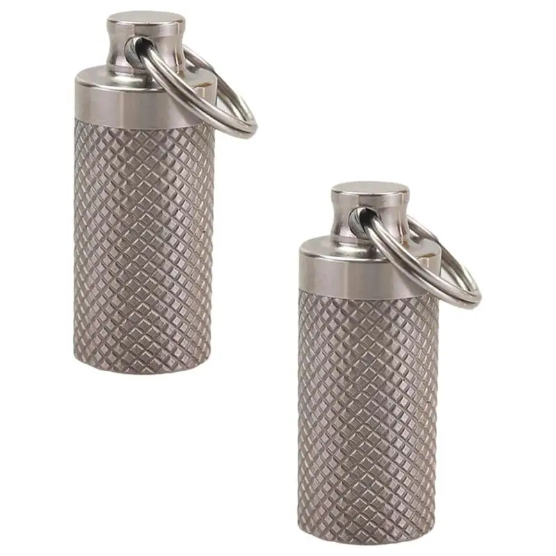 

2Pcs Mini Waterproof Medicine Tank Key Chain Outdoor Portable Pill Storage Keychains Sealing Bottle Key Ring Pendant