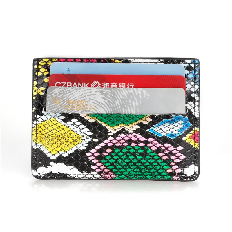 

Snake pattern card sets multi-card position compact card package mini leather card holder document ultra-thin wallet