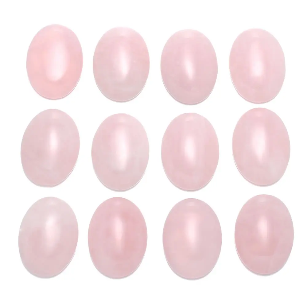 100pcs Natural Stone Egg Shape Rose Quartzs Cabochon Loose Beads for Jewelry Making DIY Bracelets Necklace Rings Accessories