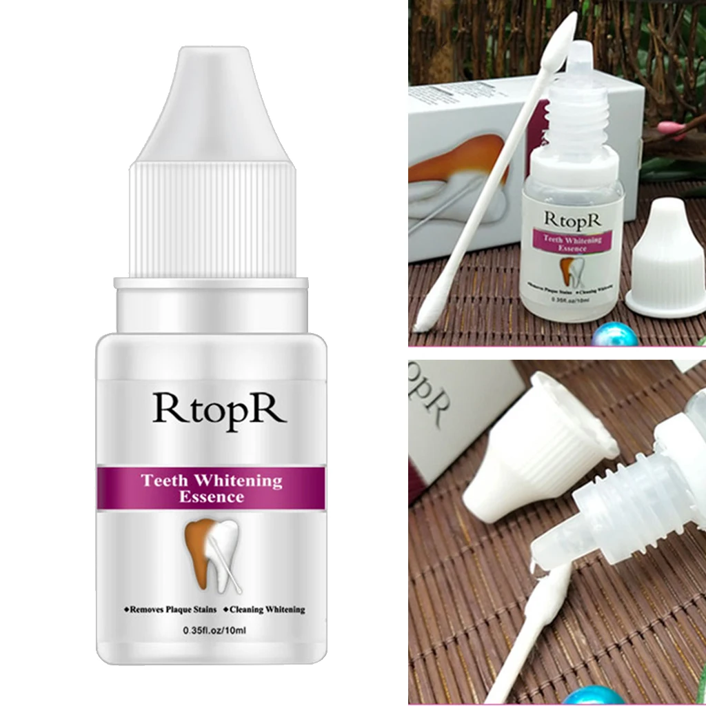 10ml Teeth Whitening Cleaning Kit Teeth Whitening Essence Gel with Cotton Swabs for Remove Tooth Stains Plaque Teeth Cleaning