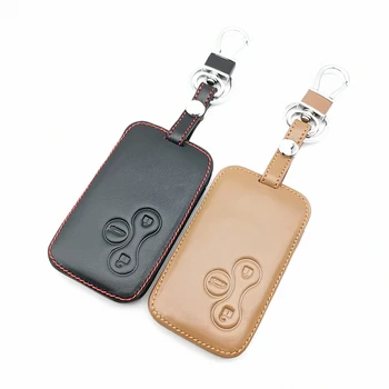 

3 Buttons Leather Car Key Case Skin Protector Smart Card For Renault Clio Megane 2 3 Koleos Logan Scenic Protect Shell