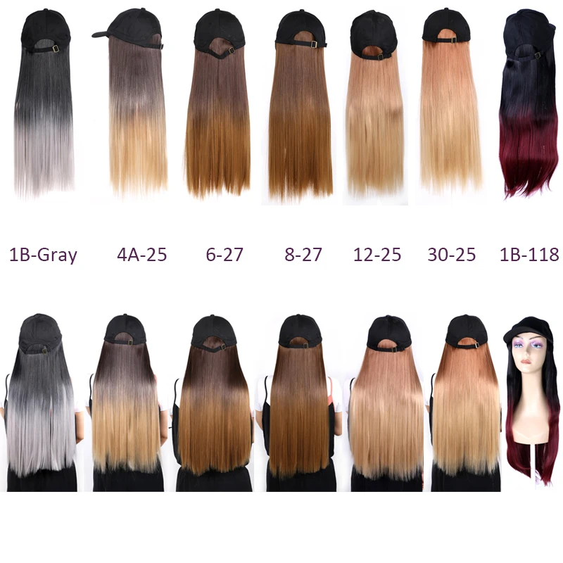 Peruca de Cabelo Sintético com Chapéu Preta para a Mulher Cabelo de Alta Cabelo Sintético Polegada Longa Reta Estilo Quente Cor Temperatura 22