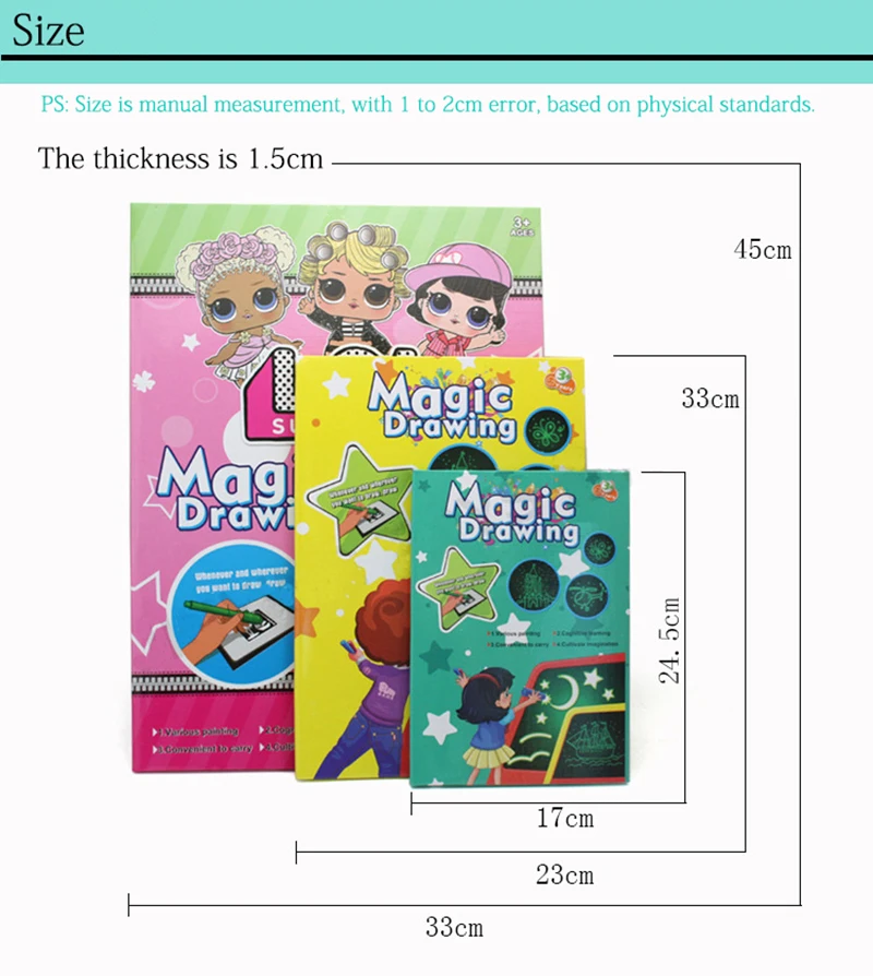 A3 3D волшебная доска для рисования детский буфер обмена набор светодиодный доска для письма креативное искусство волшебная доска с детская ручка подарок