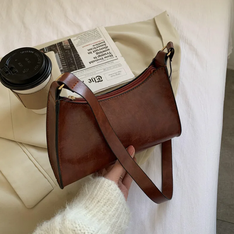 Fashion Retro Baguette Bag Pu Leather Lady Shoulder Bag Simple Style Winter High Quality Female Crossbody Bag Fashion Retro Baguette Bag Pu Leather Lady Shoulder Bag Simple Style Winter High Quality Female Crossbody Bag