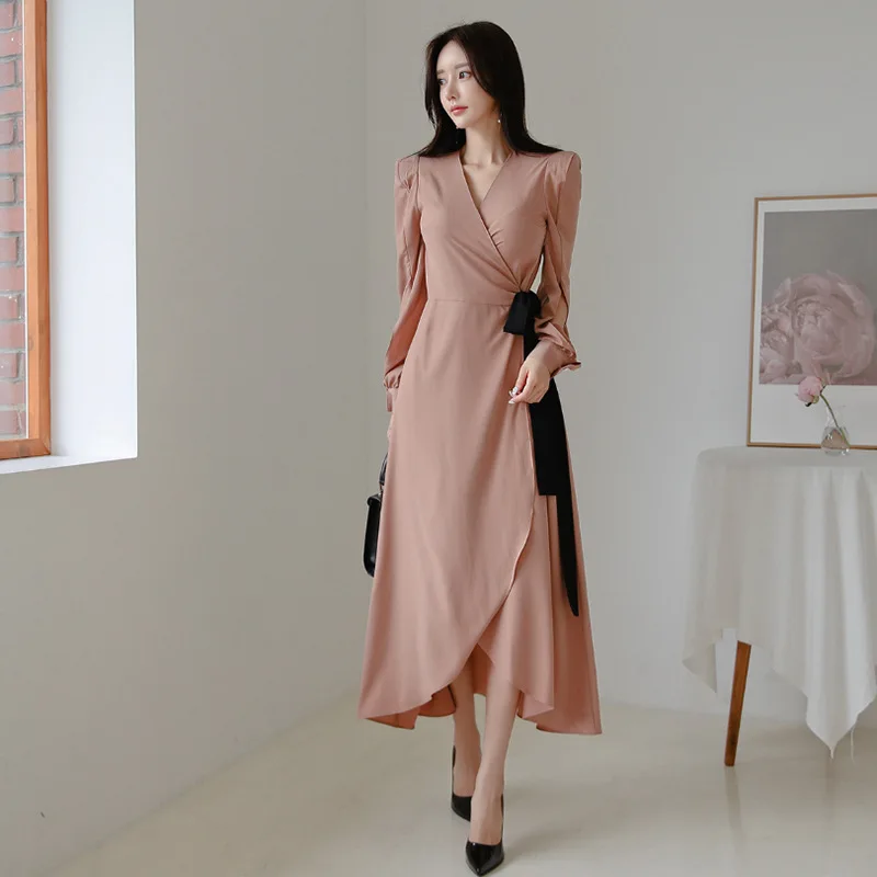 

Fashion women comfortable outdoor elegant beautiful v-neck formal dress new arrival OL temperament party long asymmetrical dress