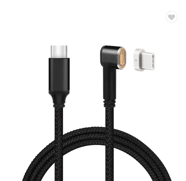 Нейлоновый 2 м 4.5A Магнитный PD3.0 USB C к type C Мужской 90 правый угол быстрой зарядки игровой кабель для MacBook Air Pro ноутбук - Цвет: All black Type C