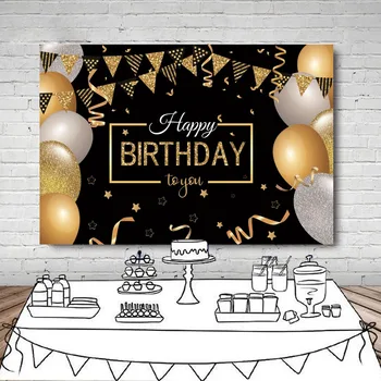 

Birthday Party Decor Black Gold Bling Balloons Photo Background Photography Backdrop photocall Photo Studio Props