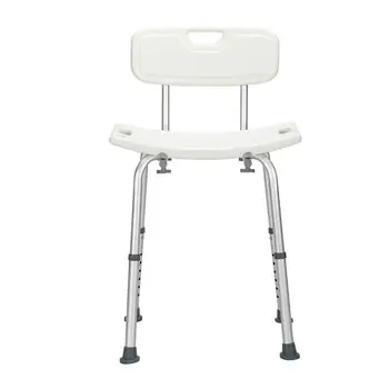 

Aluminum Alloy Lifting Bath Chair 8 Files With Backrest PE Seat Stool Rubber Floor Mat White ship from US drop shipping