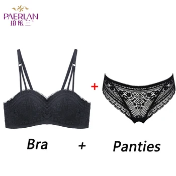 

PAERLAN Comfortable Women Underwear Women Triangle Cup Bra Set Sexy No Steel Ring Wire Free Bra Lace Floral Briefs Underwear