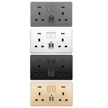 

Wall Power Switch Socket Universal 2.1A Dual USB Charger Port LED Indicator UK
