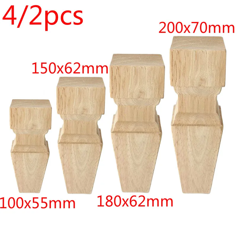 

4/2pcs Rubber Wood Timber Furniture Legs Feet Wooden Color Table Cabinet Chair Desk Legs Feet