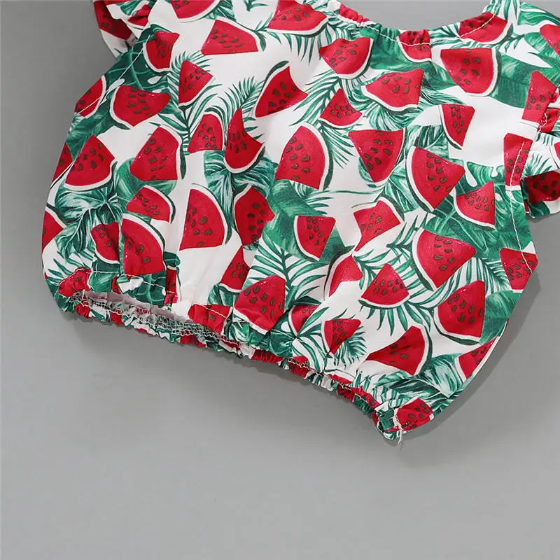 2020 summer new watermelon print baby girl clothes set (5)