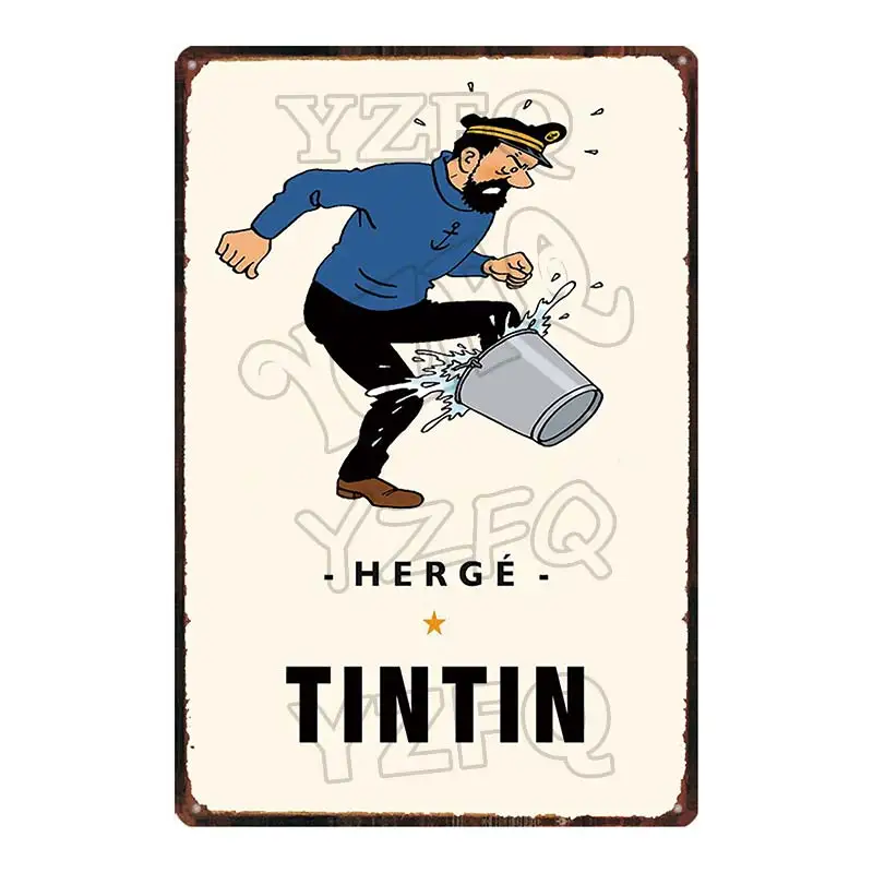 Tintin мультяшный знак винтажный оловянный знак Рождественский подарок металлические тарелки для настенного искусства ретро домашний декор для детской комнаты плакат 30X20 см DU-3895A - Цвет: DU-3915