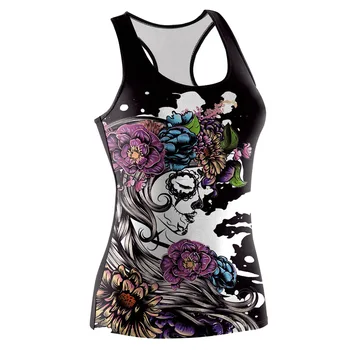 

Halloween Autumn And Winter High-End Digital Printing Women'S Flower Girl Pattern Europe America Vest