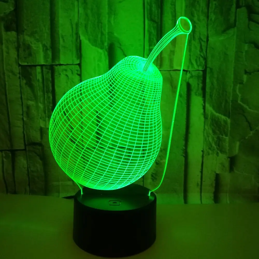 

Pear 7 Color Changing 3d Night Light Touch Led Table Desk Lamp Cartoon fruit Nightlight Lamp Children's Bedside Lampen Lighting