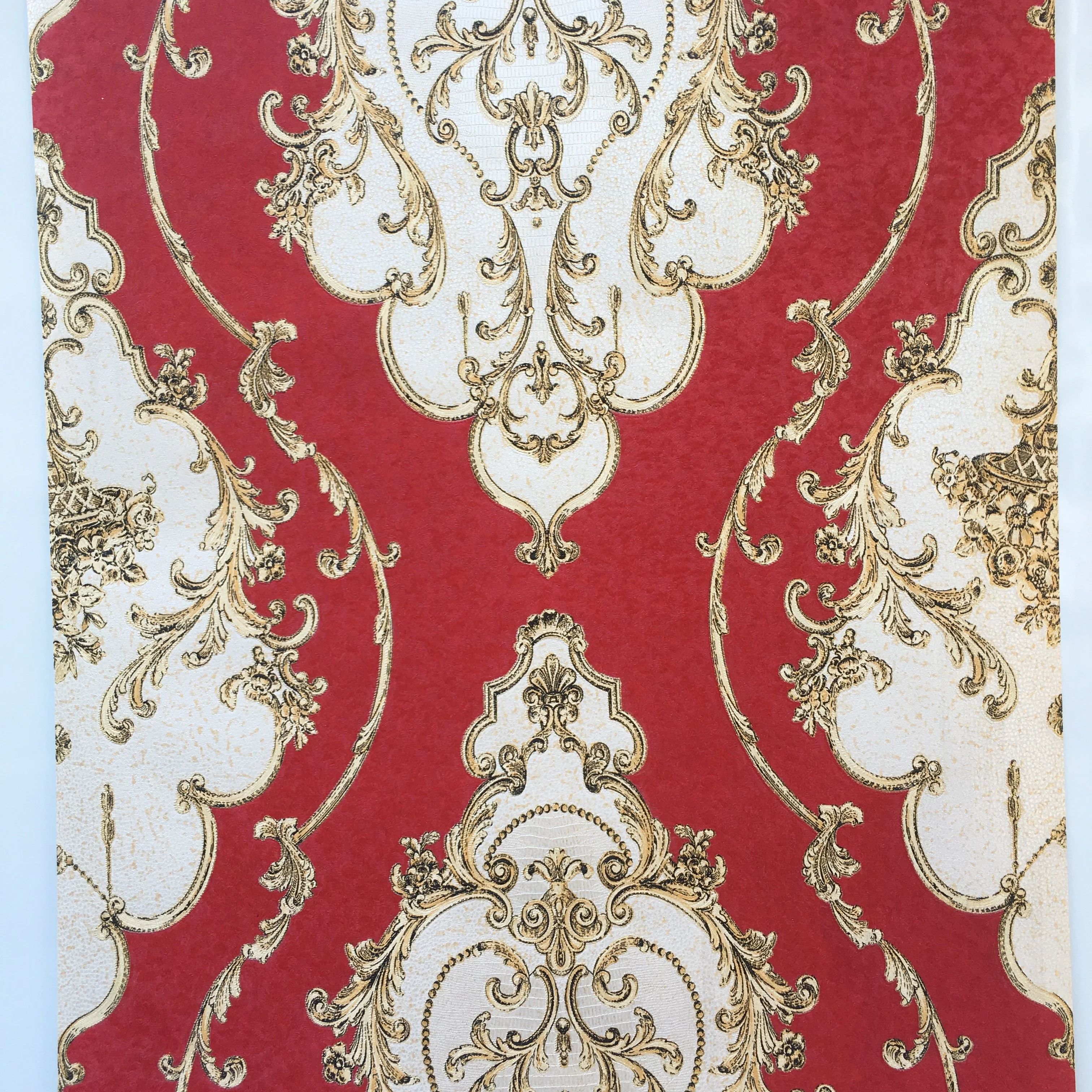 Luxury Damask Vinyl Wallpaper White Black Blue Red PVC Wall Paper Roll Waterproof Wall Cover Living room Bedroom Home Decor