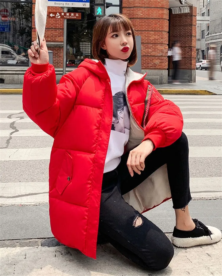 New fashion plus size winter parkas students coat down cotton jacket women hooded thicken Loose warm outerwear female G540