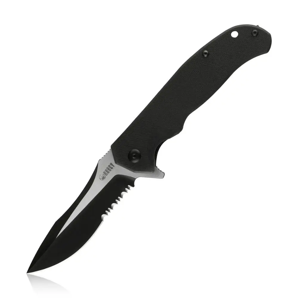 KUBEY KU162 G10 Ручка EDC карманный нож с точкой падения D2 лезвие мяч баринг Открытый Тактический Кемпинг выживания складные ножи - Цвет: Serrated Edge