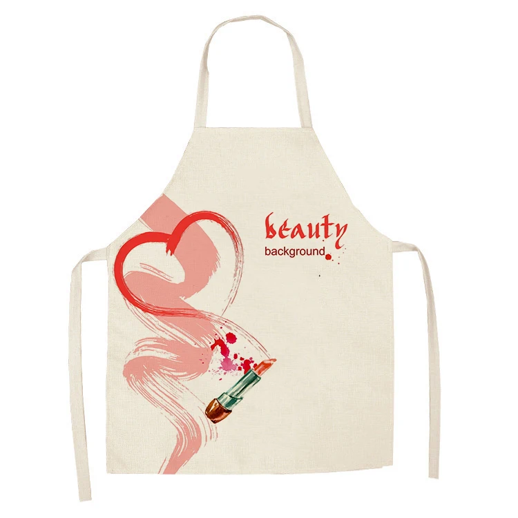 1Pcs Kitchen Apron Nail Polish women flowers Printed Sleeveless Cotton Linen Aprons for Men Women Home Cleaning Tools 55*68cm