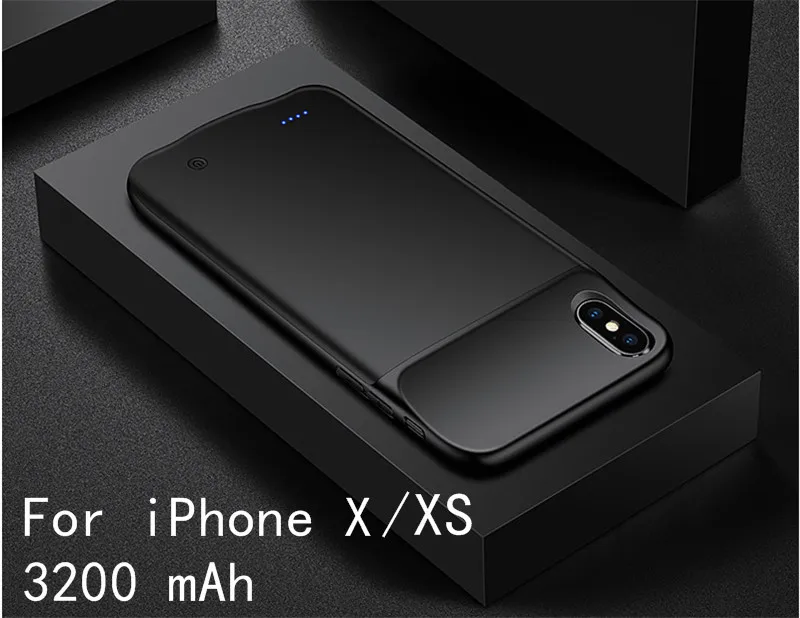 Тонкая батарея чехол для iPhone 6 6s 7 8 Plus power Bank Charing чехол для iPhone X XR XS Max ударопрочный чехол для зарядного устройства - Цвет: iX-Black