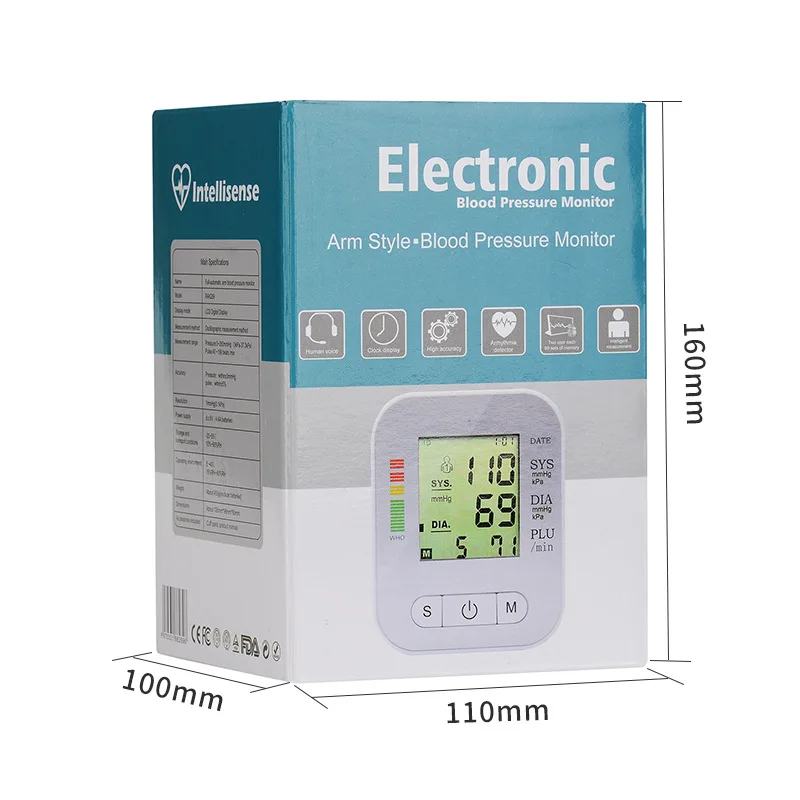 Medical Household Digital Upper Arm Cuff Blood Pressure Pulse Heart Rate Tonometer Home Portable Sphygmomanometer Monitor Meter