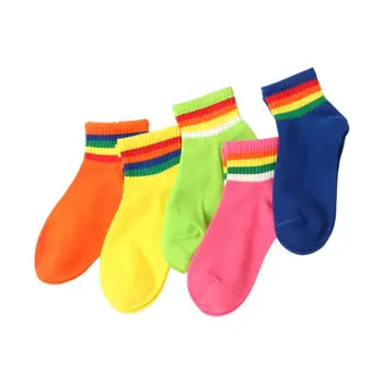 

5Pair/Set Adults Cotton Low Cut Ankle Socks Colorful Fluorescent Sports Socks