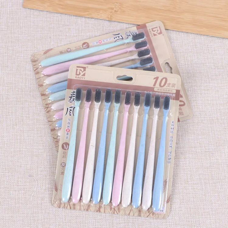 Торговый центр/торговые центры удобный магазин пшеничной соломы бамбуковая зубная щетка из древесного угля настраиваемый Взрослый ультра-тонкий мягкий брист