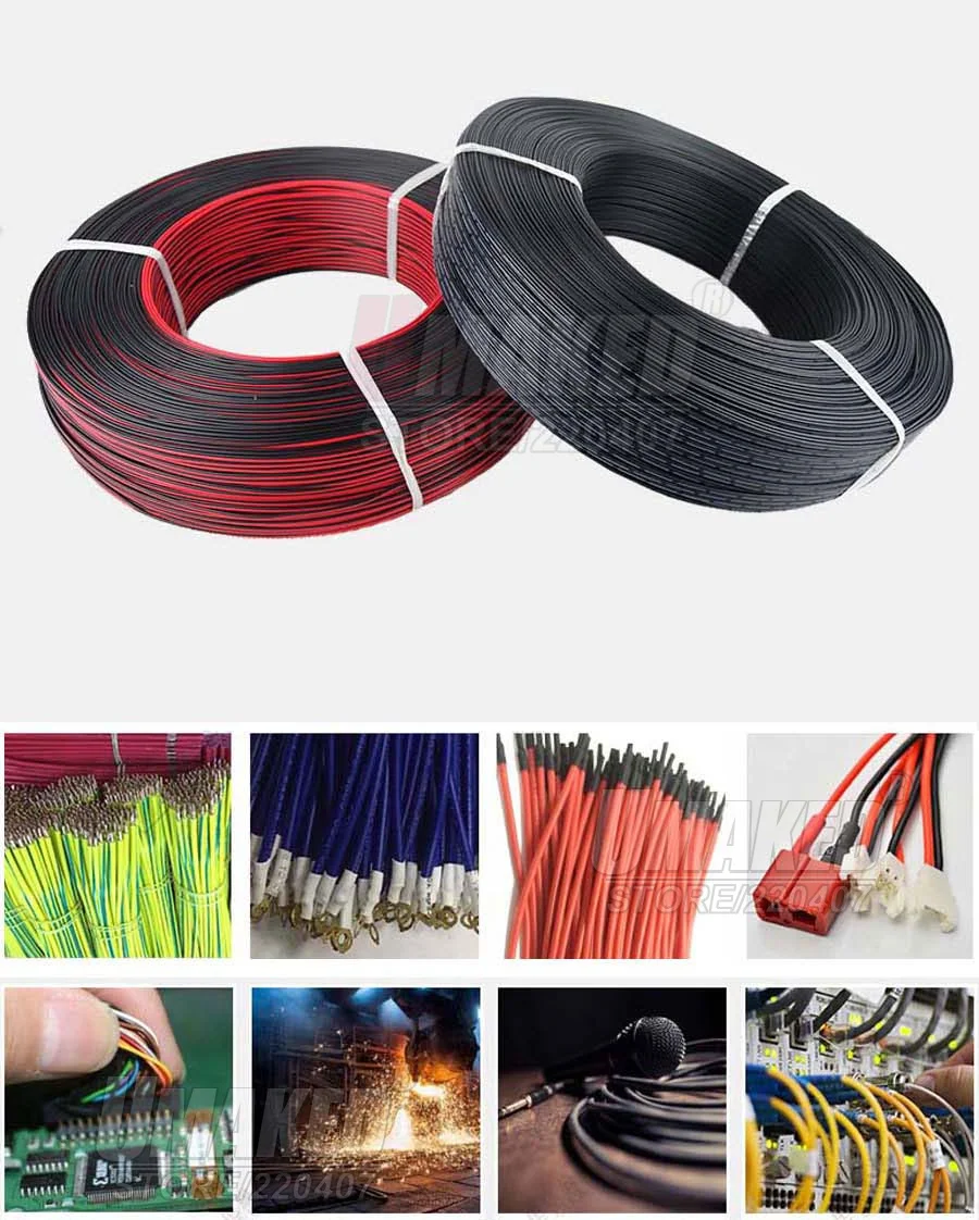 Медный 20 awg 2 контактный красный и черный кабель изолированный провод из ПВХ