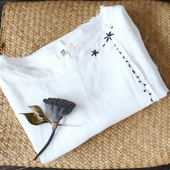 

Cloud Stuffed with Hand-Made Handmade Summer Wear New Literature and Art Vintage Flax Loose Short