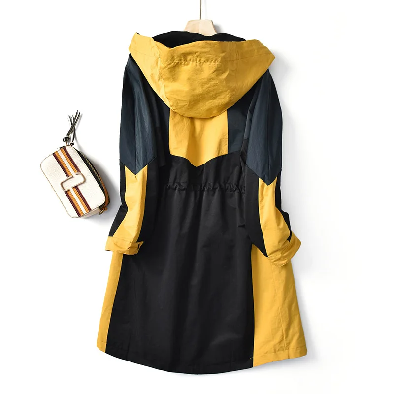 Shuchan Long Coat Women Trench Windbreaker Hooded  Adjustable Waist Zipper Wide-waisted Safari Style 2019 Fall New Items