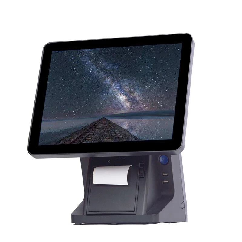 Pos машина 15 дюймов сенсорный экран и VFD pos все в одном epos компьютер