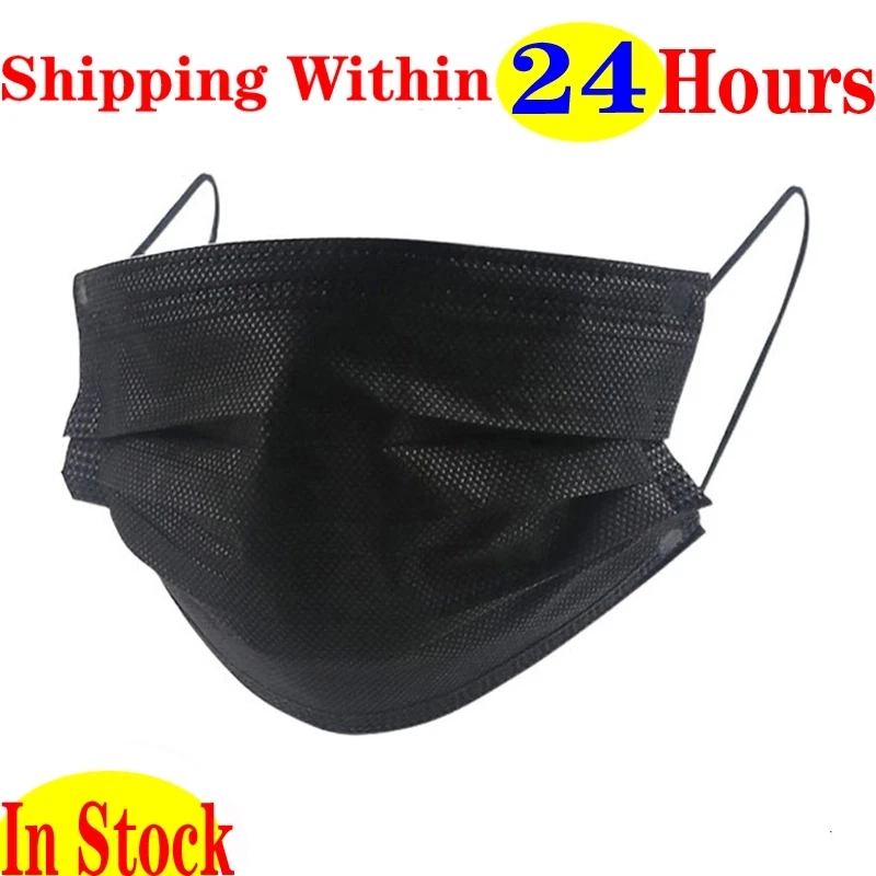 

Masks 50 PCS Black Disposable Mouth Masks Face Masks Breathable Mascarilla 3 Layers Masks Disposable