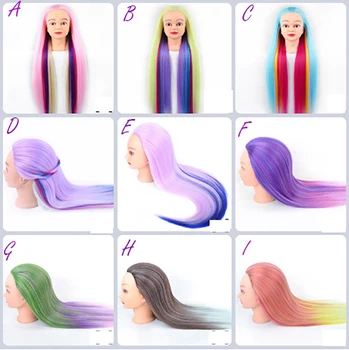 

Colorful Rainbow Professional Hair Styling Hair Practice Hairdressing Styling Wig Cosmetology Hair Doll hea