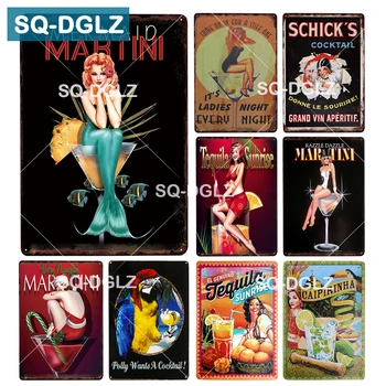 

[SQ-DGLZ] Cocktail Metal Sign Bar Wall Decor Tin Sign Club Metal Crafts Decor Painting Plaques Art Poster Vintage Home Decor