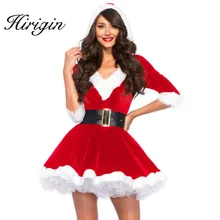 Рождественские платья «Мисс Санта Клаус», маскарадные костюмы для женщин, мини-платье с капюшоном, женские вечерние костюмы на Рождество