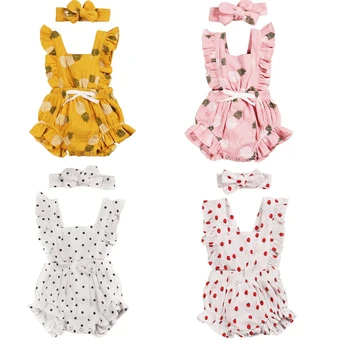 4Colors 0-24M Toddler Newborn Baby Girl Summer Romper Sleevless Floral Printed Jumpsuit Cotton Soft Clothing For Cute Baby Girl 1