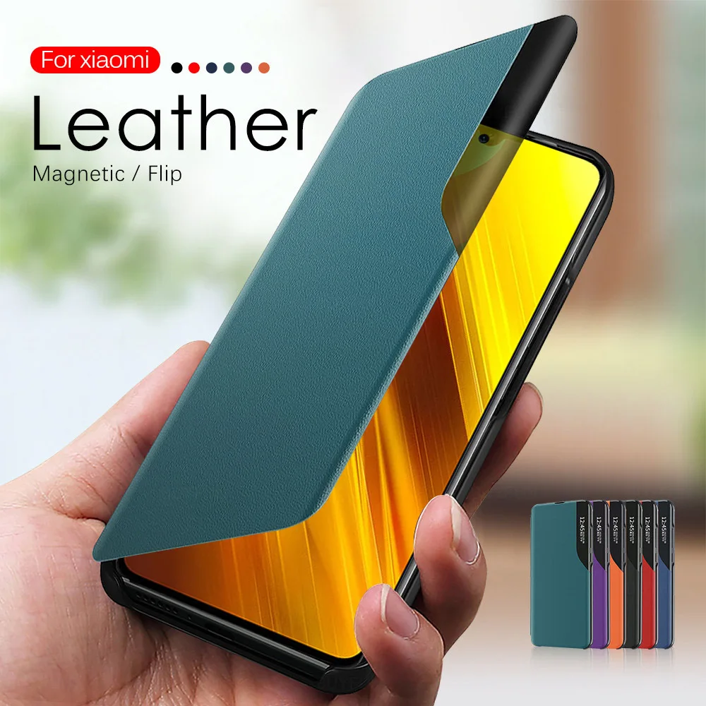 Магнитный флип-чехол Smart View для Xiaomi Poco X3 NFC чехол Redmi 9C 9A Redme Note 9S 8 Pro 8T Xiomi Mi 10